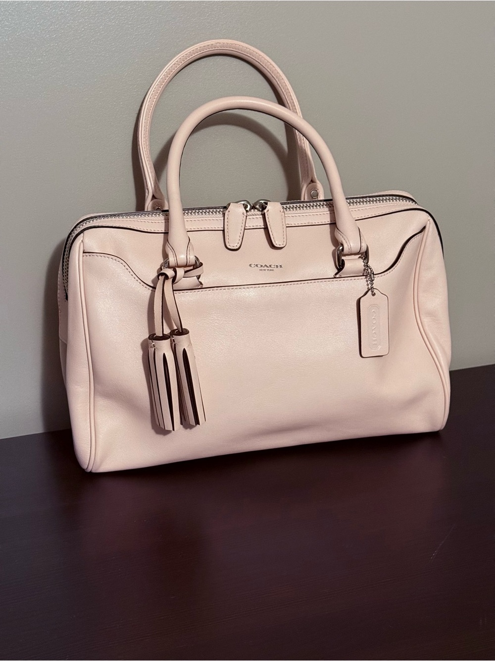Coach Legacy Haley Blush Pink Leather Doctors Bag Satchel with Tassel Charm